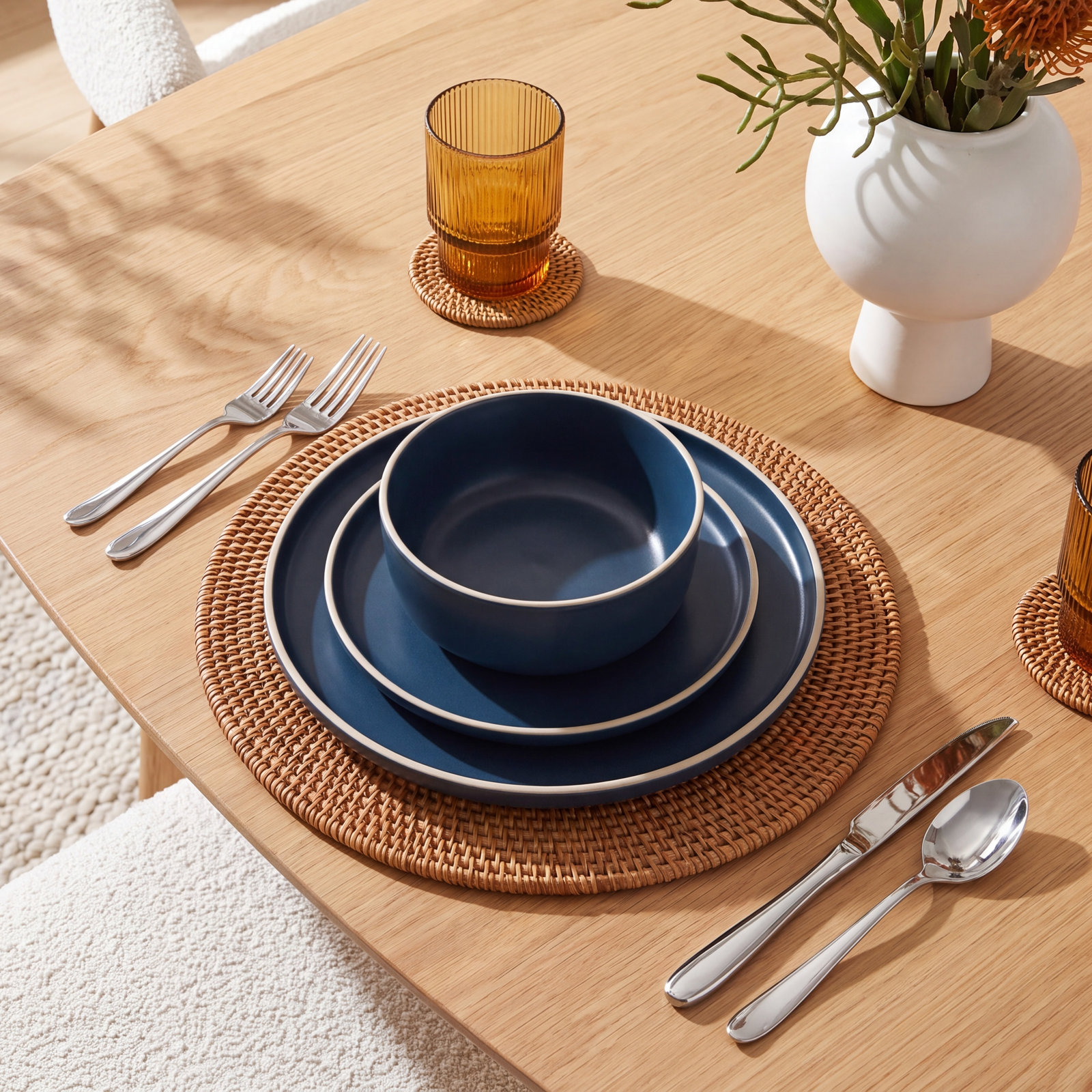 Holiday Porcelain Dinnerware Set, Cobalt