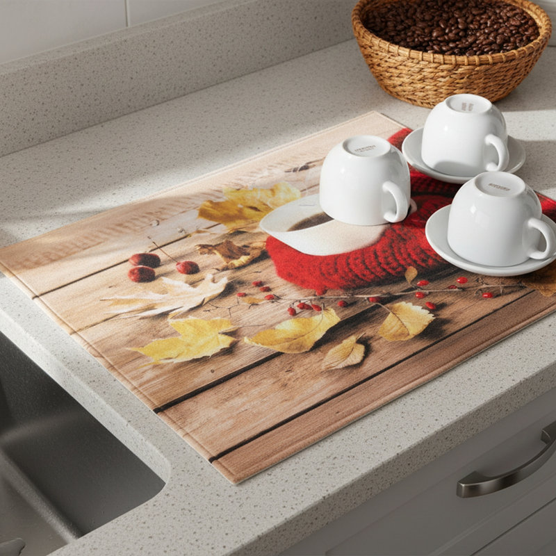 Tapis de séchage en microfibre café confortable