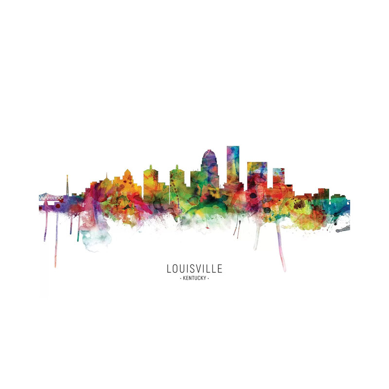 Louisville Kentucky City Skyline by Michael Tompsett - 1 Piece Wrapped Canvas Painting, 30.48 cm H x 45.72 cm W