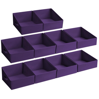 Closet Storage Bins 10 Pack - Collapsible Fabric Storage Baskets With Handles, Trapezoid Shelf Organizer Cubes For Clothes, Toys, Books, Towels And Home Organization