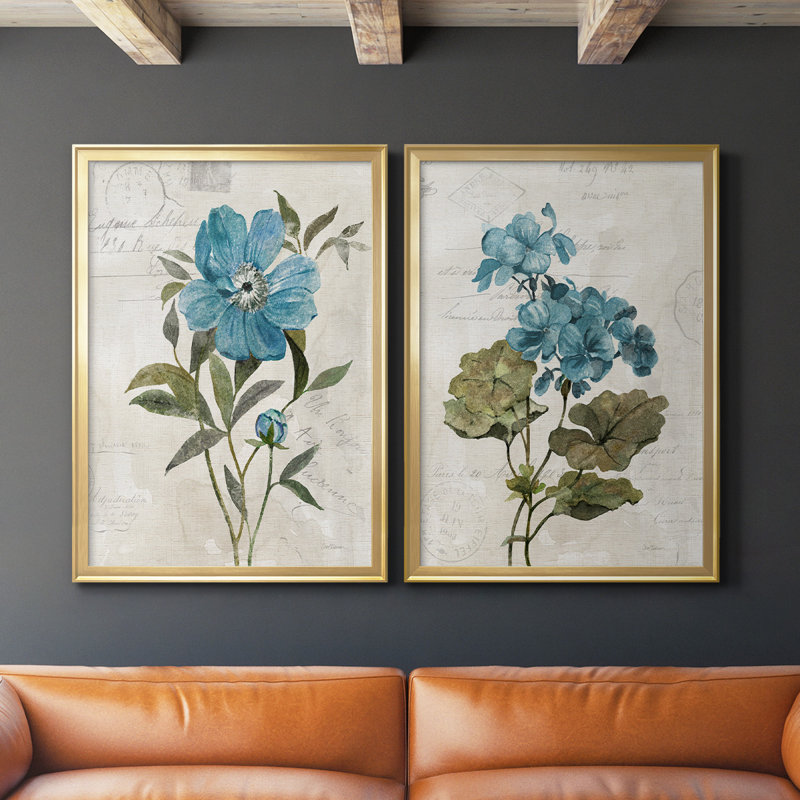 Toile encadrée de lin pivoine de qualité supérieure - prête à être accrochée, Or, H 24,5 po x l 37 po x P 1,25 po