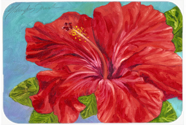 Caroline's Treasures Red Hibiscus Glass Cutting Board