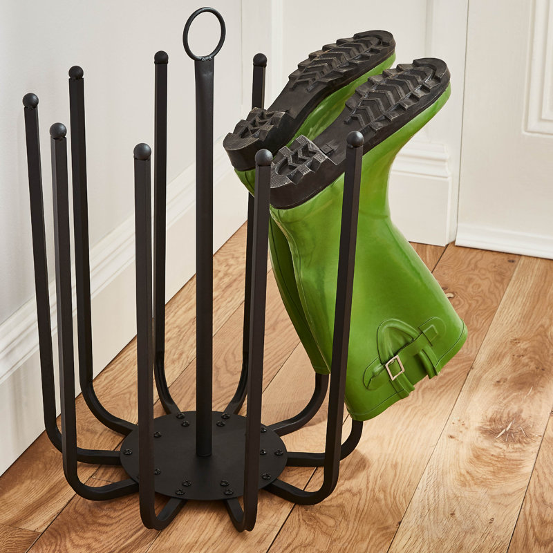 5 Pair Black Round Boot Shoe Rack Welly Holder Stand