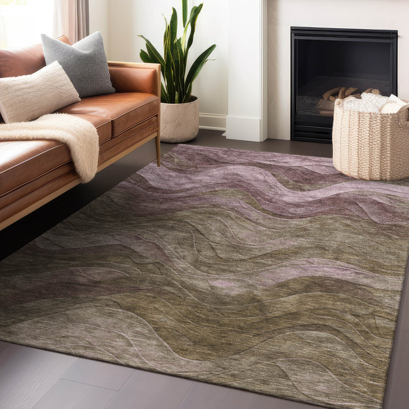 Tapis taupe Cinead ACN1700 intérieur / extérieur lavable à la machine, Rectangle 9 pi x 12 pi