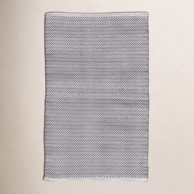C3 Herringbone Shale White Outdoor Rug