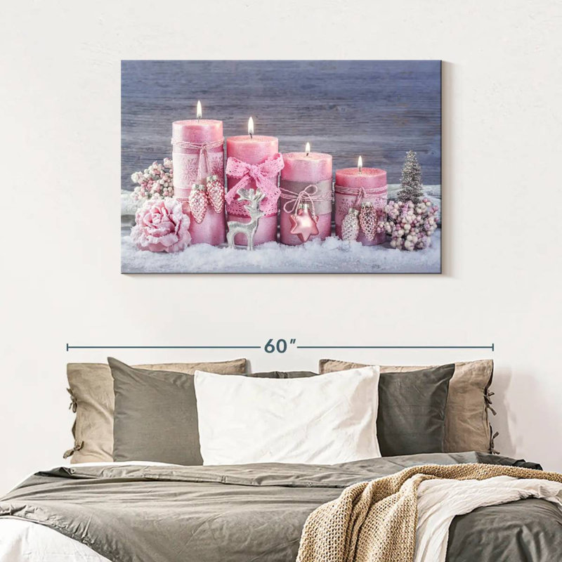 Bougies roses de l'Avent, H 30 po x l 45 po