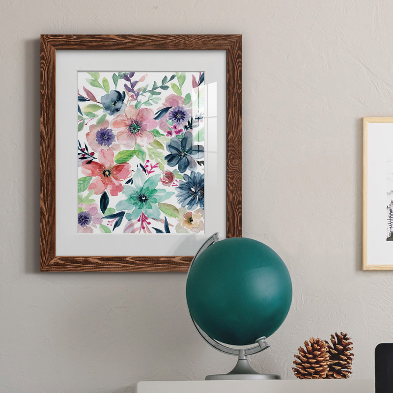 Cool and Serene - Peinture, Papier avec cadre érable, H 37,5 po x l 27,5 po x P 1,5 po