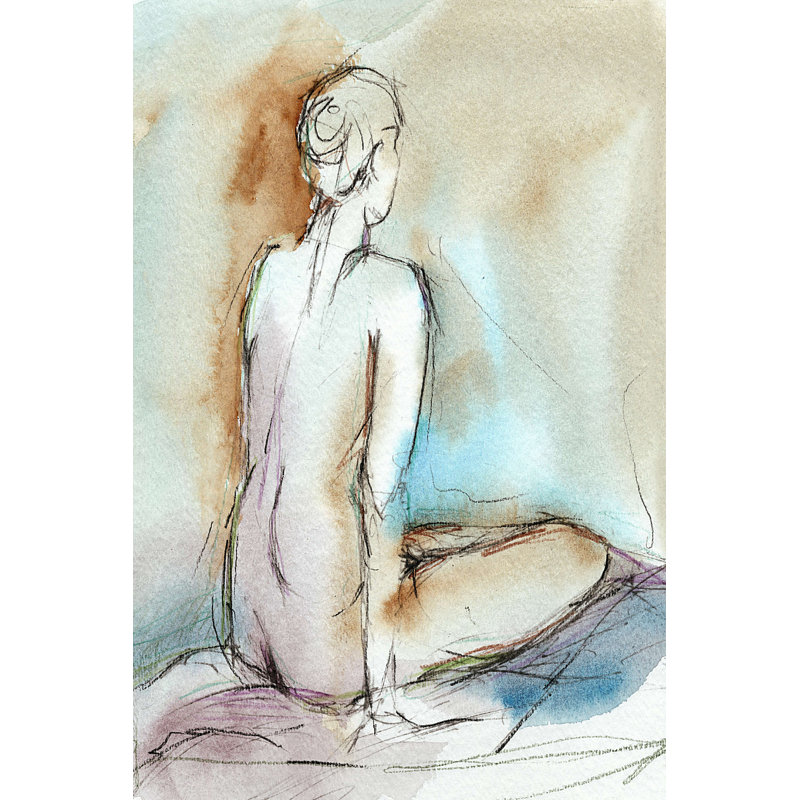 «Watercolor Gesture Study I» par Ethan Harper - reproduction d'art sur toile tendue, H 12 po x l 8 po
