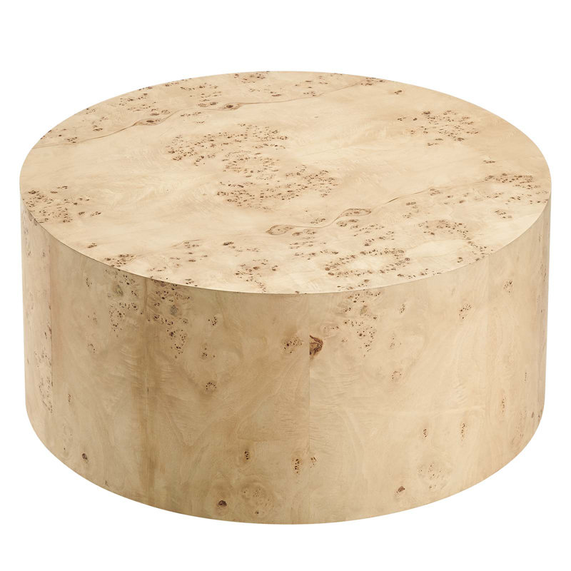 Modway Cosmos 35" Round Burl Wood Coffee Table, Natural Burl