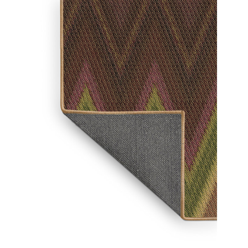 Tapis à chevrons brun / vert forêt, Rectangle 6 pi x 9 pi