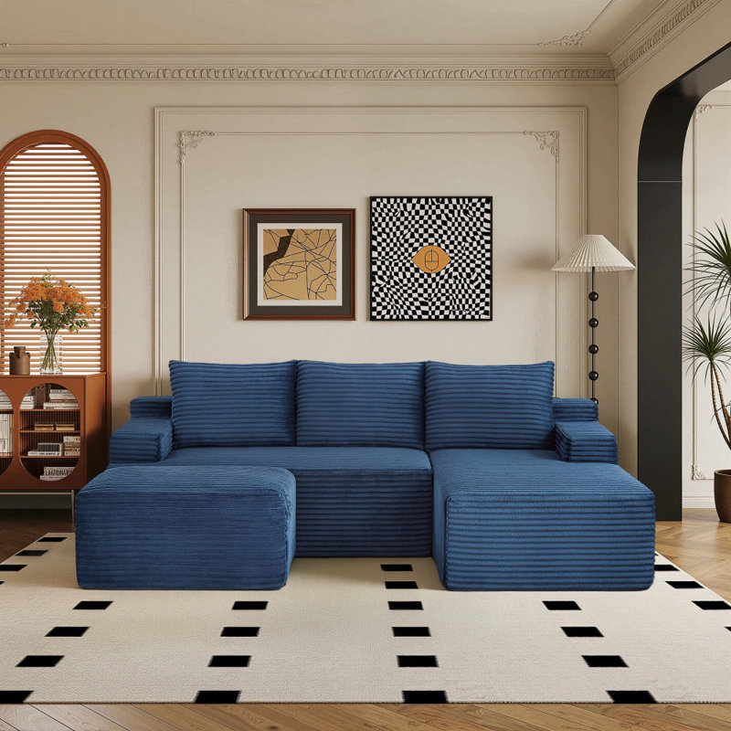 Canapé modulaire Boneless, Bleu, Orienté vers le côté droit