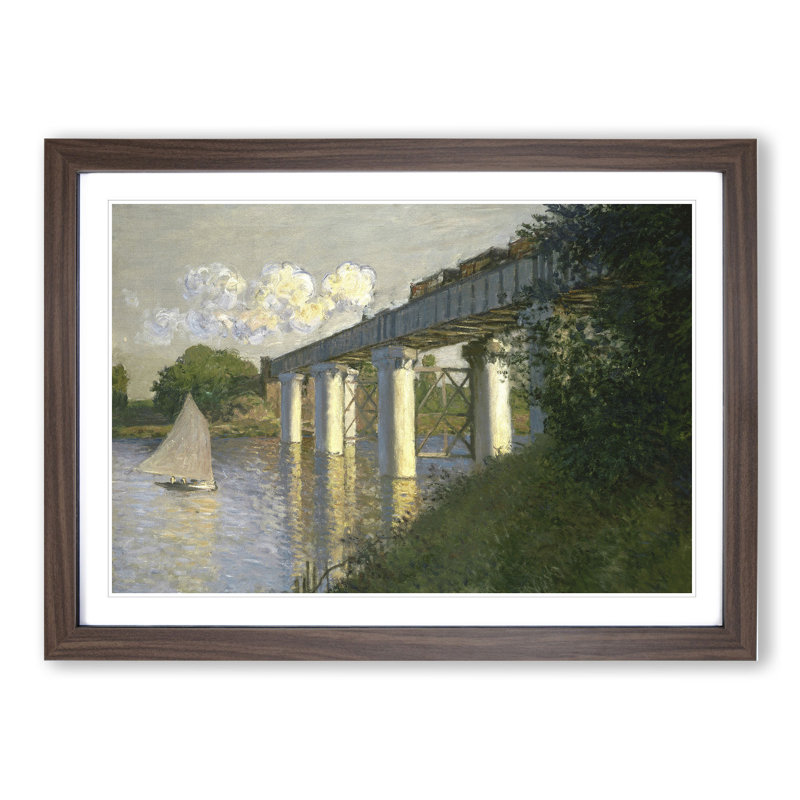 Railroad Bridge, Argenteuil by Claude Monet - Framed Print, 48cm H x 65cm W x 2cm D, Walnut Framed