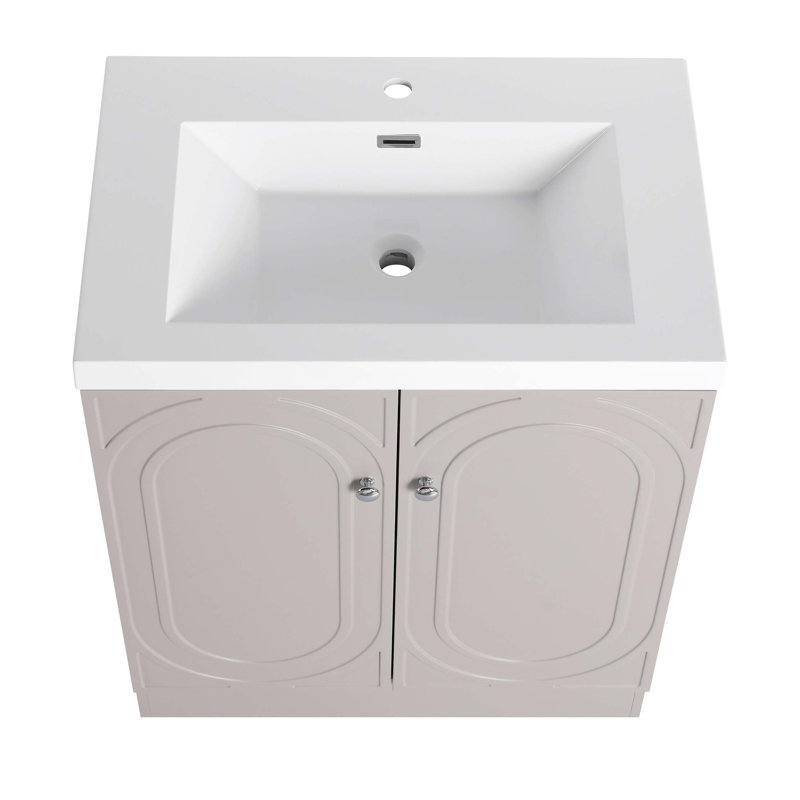 Meuble-lavabo autoportant de 30 po avec lavabo en résine et 2 portes d'armoire à fermeture en douceur