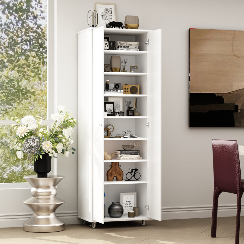 16 Pair Shoe Storage Cabinet, White
