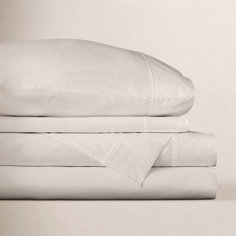 Coyer Classic Cotton Percale Sheet Set, Ivory, King Sheet Set + 1 Fitted Sheet + 2 Pillowcases