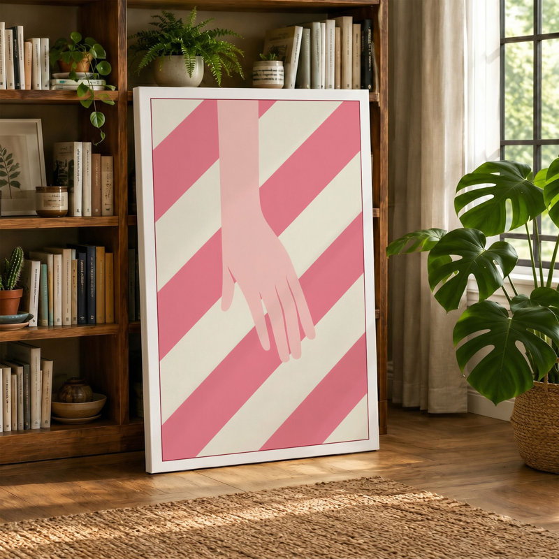 Hands Together Modern 1 Piece Wrapped Canvas Wall Art, 36x24 - 91.4 x 61.0 cm, Taupe Border