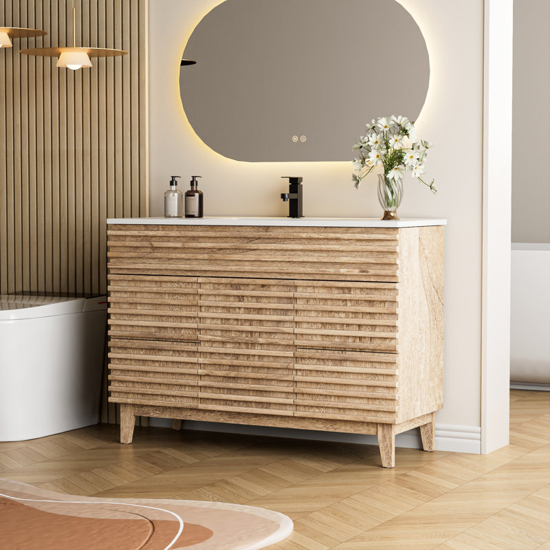 Ensemble de vanité Marilyse 48 po à lavabo simple en bois avec comptoir en résine, robinet, assemblage requis, 48"