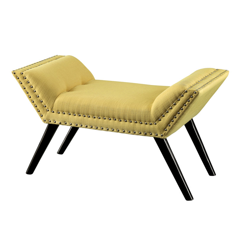 Polyester Upholstered Bench, Yellow