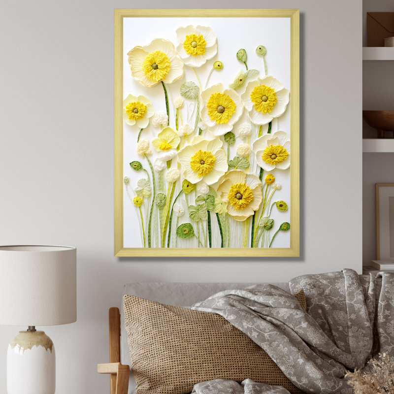 «Buttercups Minimalisme Dream I», H 20 po x l 12 po x P 1 po, Cadre doré simple