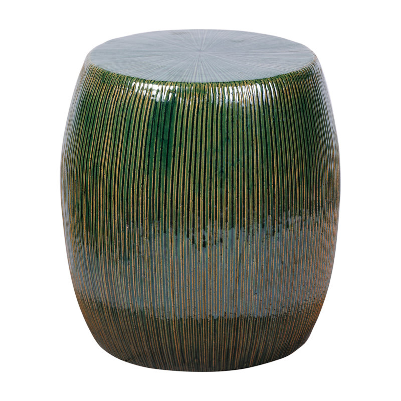 Tabouret d'appoint Sunburst, Texture émeraude lustrée