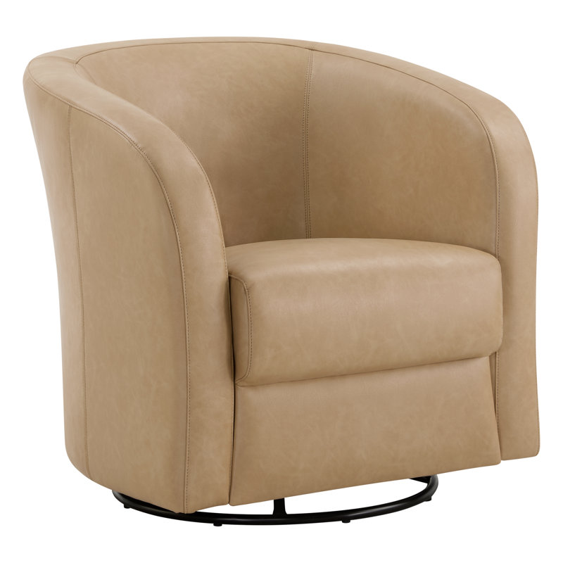 Fauteuil d'appoint rembourré et pivotant en cuir, Beige
