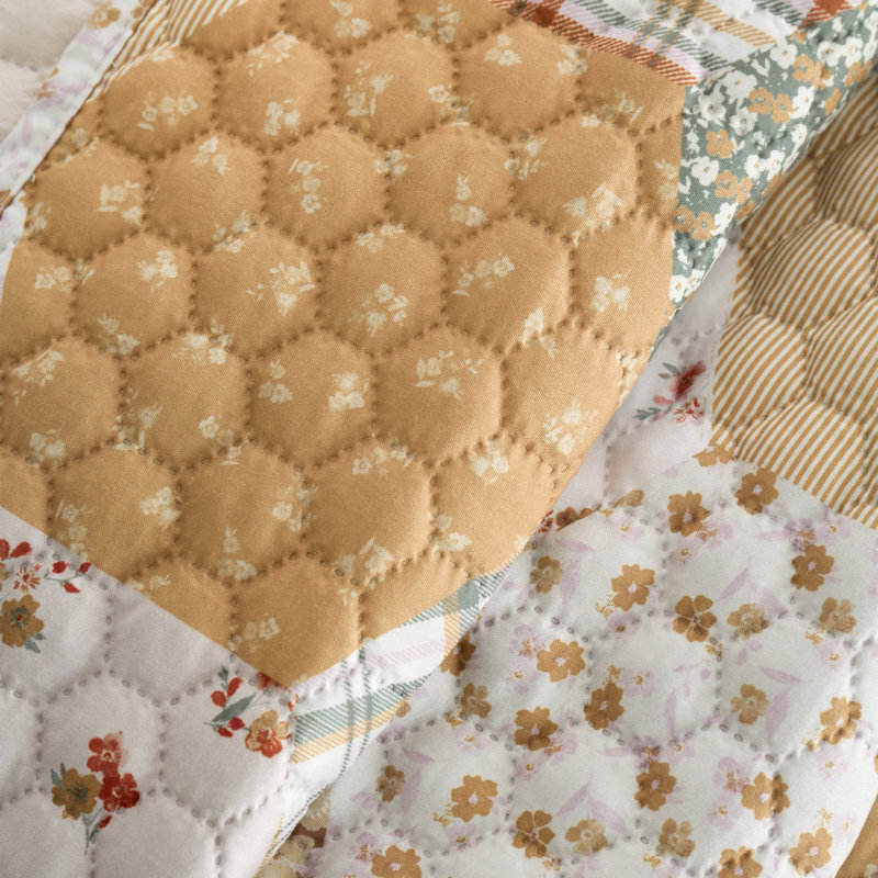 Floral Patchwork Quilted Bedspread