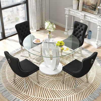 5-Piece Round Pedestal Dining Set