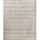 Hand-Knotted High-Quality Blue and Ivory Area Rug