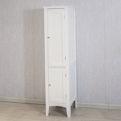 Tall And Narrow Freestanding Cabinet With Two Shutter Doors, Offering Ample Storage For Space - Saving And Modern Home Decor