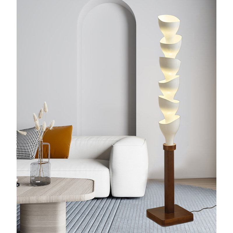 Lampe sur pied en bois massif et acrylique Minimalist Modern