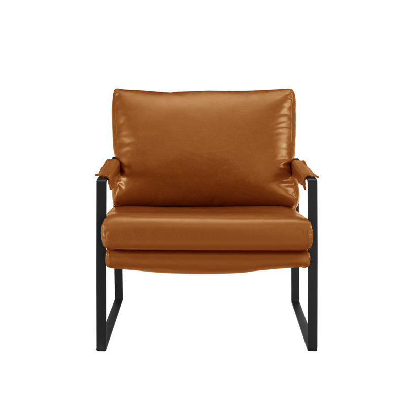 Fauteuil 27 po en similicuir et noir, Brun