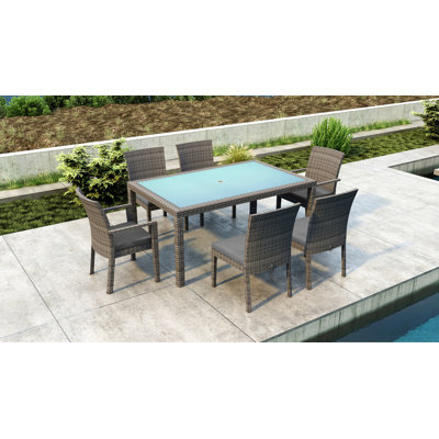 Ballu 6 - Person Wicker Patio Dining Set with Rectangular Table