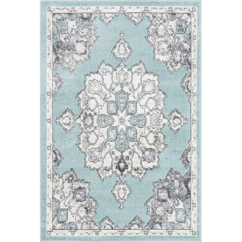 Tapis bleu traditionnel Traditional Troayurgh, Rectangle 4 pi x 6 pi