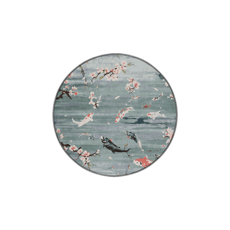 Machine Washable Gray Area Rug, Round 7'