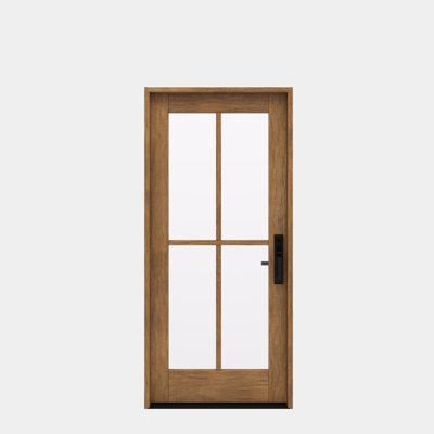 G104-SW-80 | Porte simple 80 po, extérieur pré-monté RTA, SDL 4 Lite, bois d'acajou brut