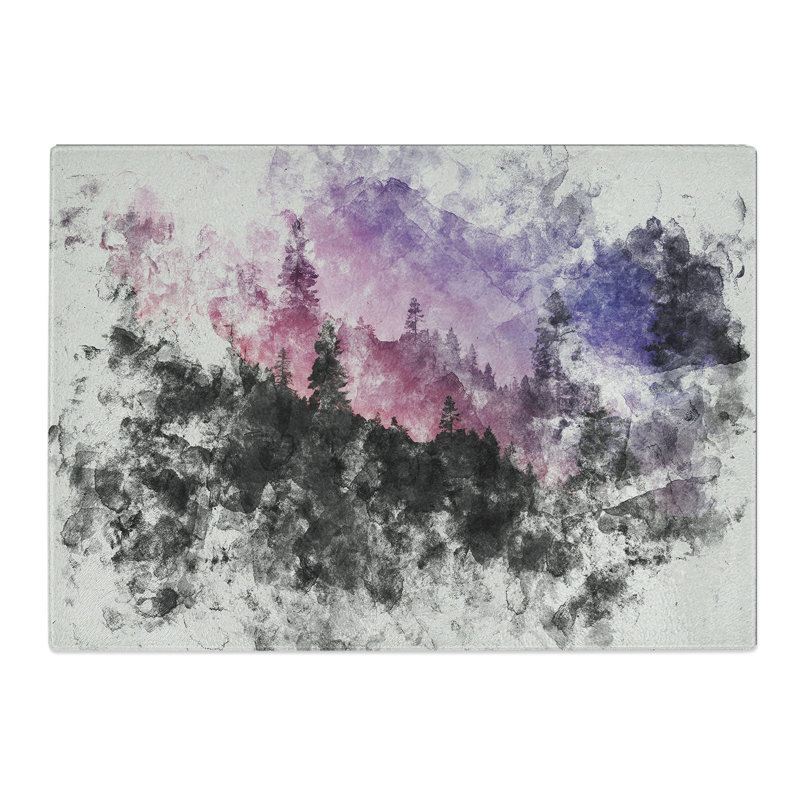 Forest Watercolour Chopping Board, 0.4cm H x 28.5cm W x 39cm L