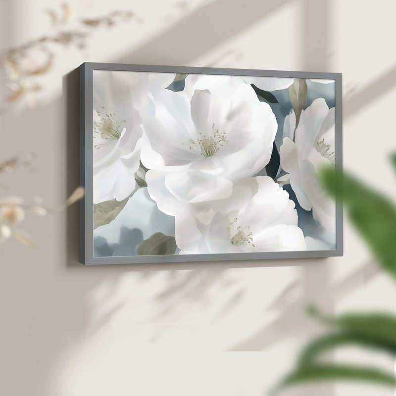 Floral Series-XVII -Framed Print - Restickable, H 8 po x l 10 po, Gris