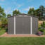 Remise de rangement extérieure 10 x 8 pi, grande remise de rangement en métal, porte verrouillable et évent d'air, remise pour outils de jardin à fenêtre transparente