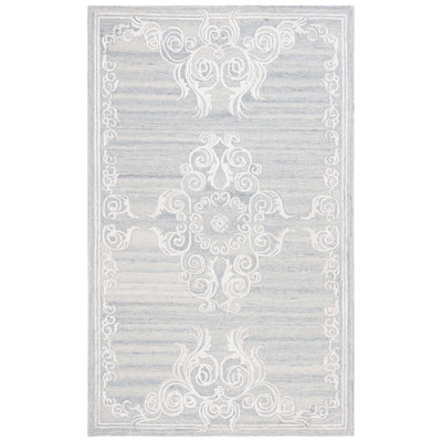 Spandrel Hand Tufted Wool Viscose Cotton with Latex Oriental Rug in Gray
