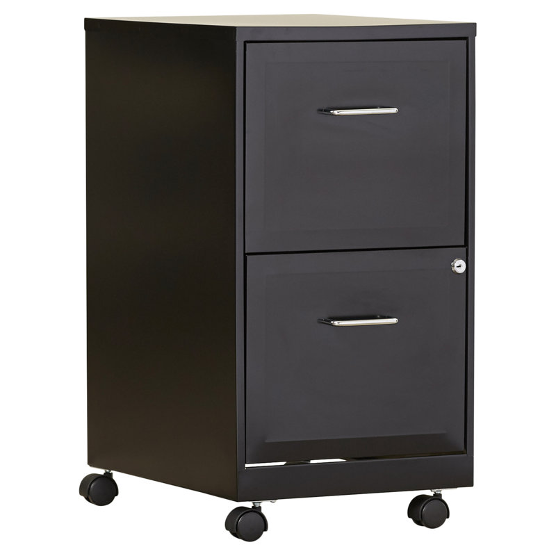 Adelmo 14.5'' Wide 2 -Drawer Mobile Steel File Cabinet, Black