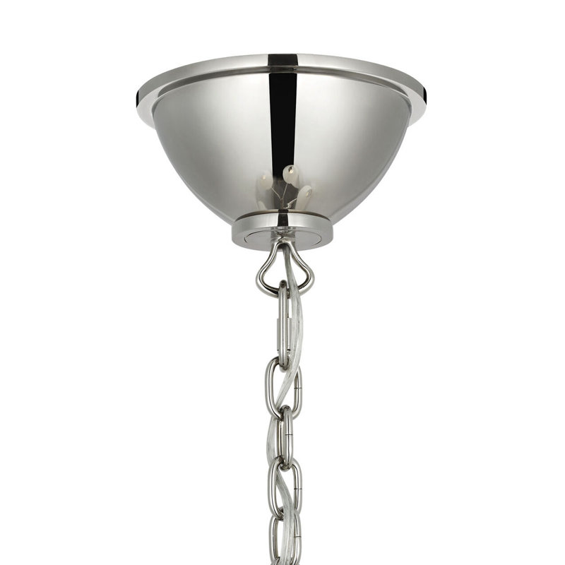 Griffin 31" Chandelier with Linen Shades, Polished Nickel/Parchment Leather