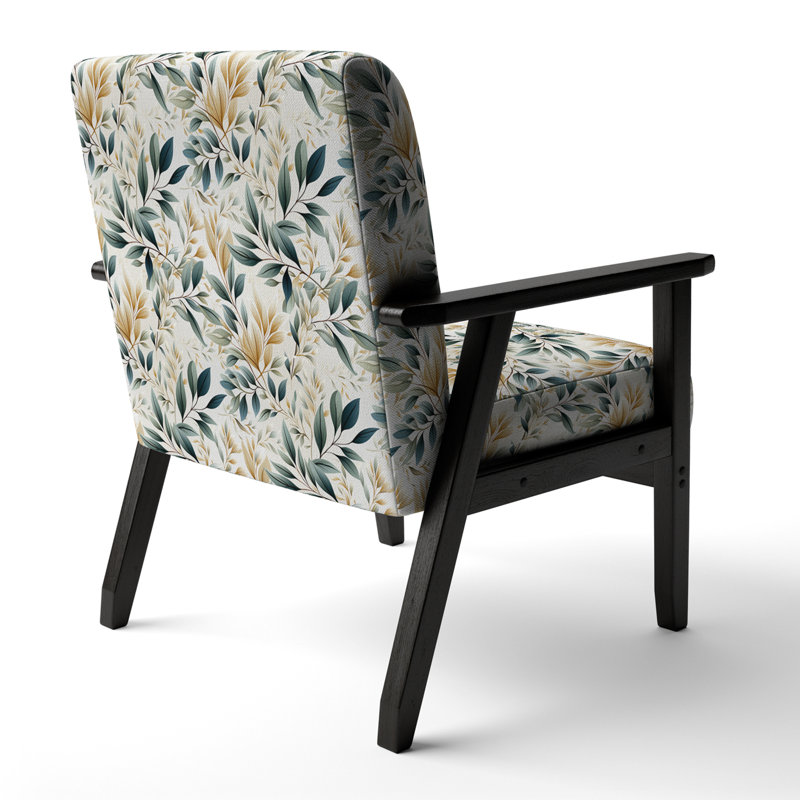 Neutral Leaves - Upholstered Bohemian & Eclectic Accent Arm Chair