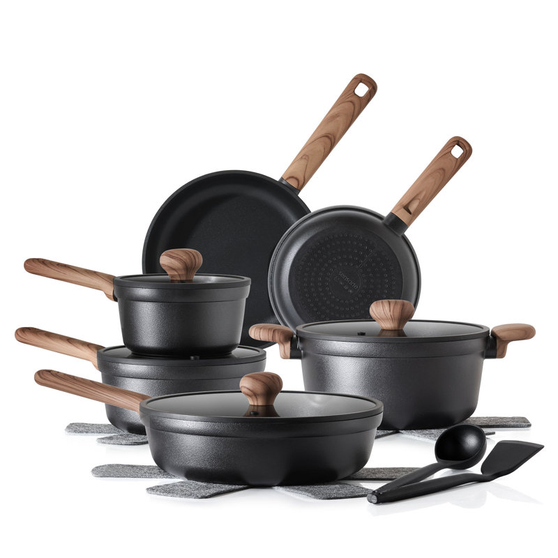 Batterie de cuisine antiadhésive SENSARTE, 17 pièces, non toxique, sans PFOA et sans SPFO