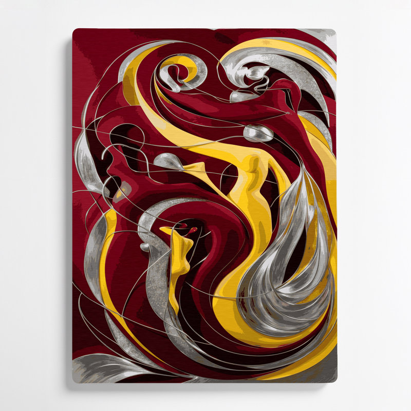 Abstrait art figuratif métal rouge 32, H 11 po x l 14 po