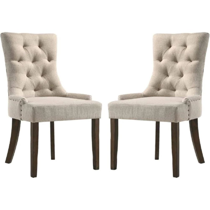 Chaise parsons capitonnée en tissu , Brun, Espresso, Ensemble de 2