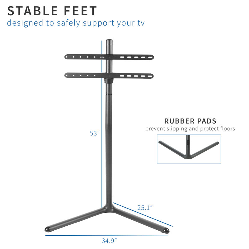 Space Travel Inspired 53" Black TV Floor Stand with Swivel Mount