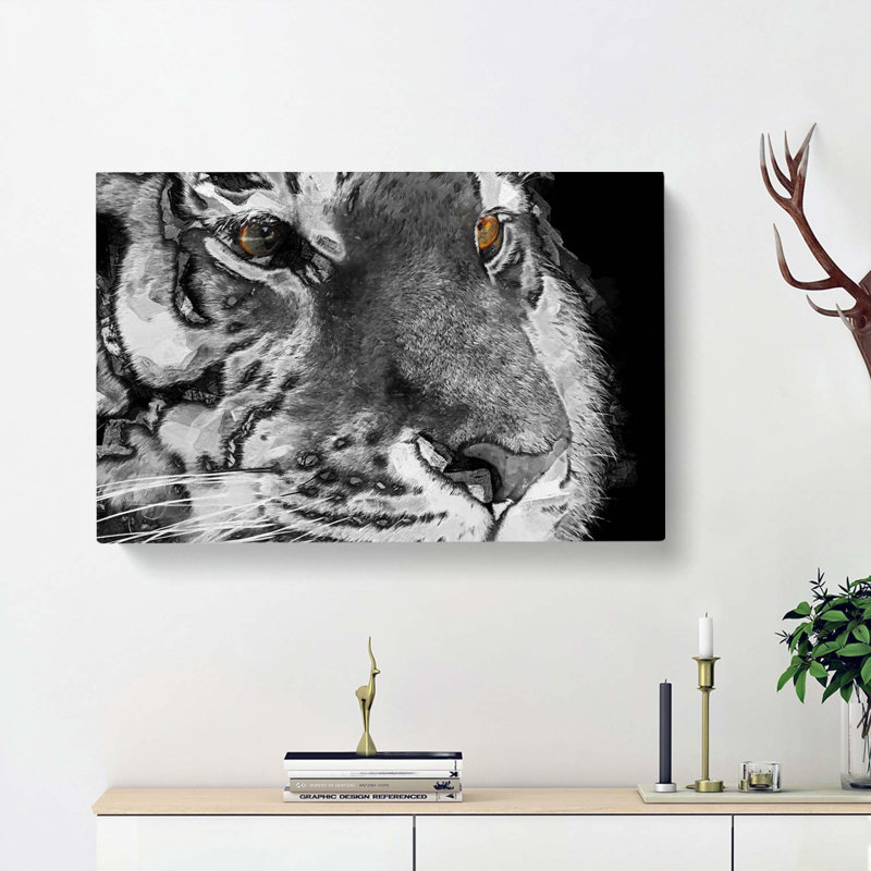 Eyes Of The Tiger In Abstract - Wrapped Canvas Print, 60cm H x 91cm W x 3cm D
