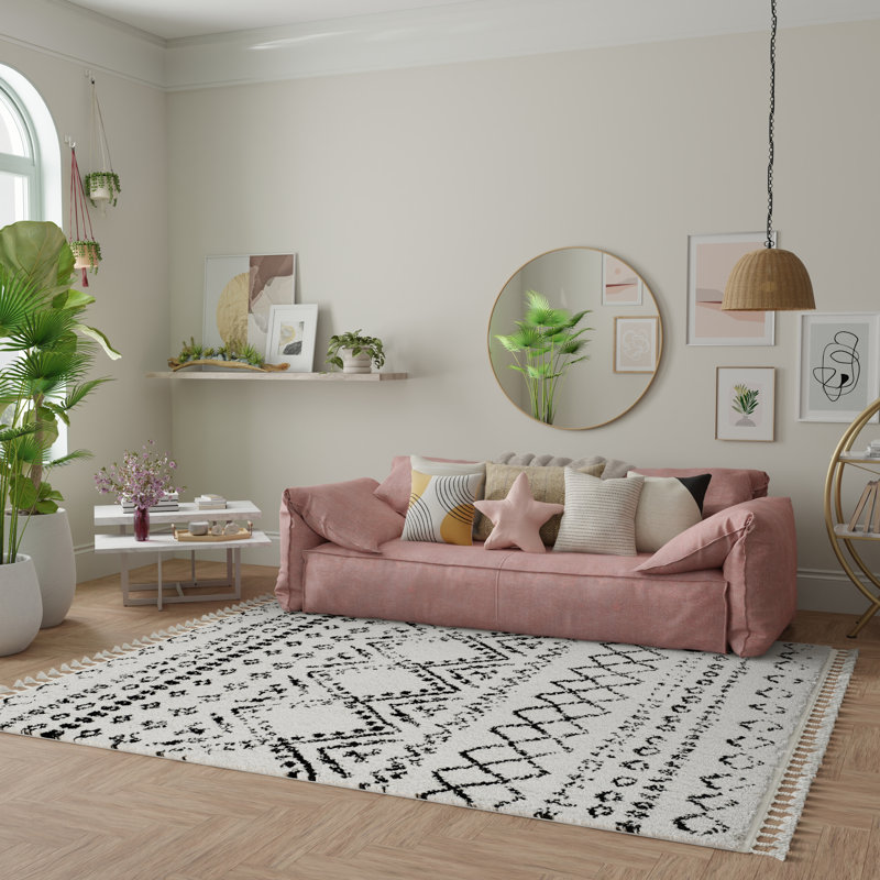 Tapis blanc Reena Mason, Tapis de couloir 2 pi 2 po x 8 pi