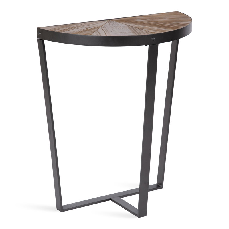 Gerhardt Console Half Round Table in Rustic Brown, Black
