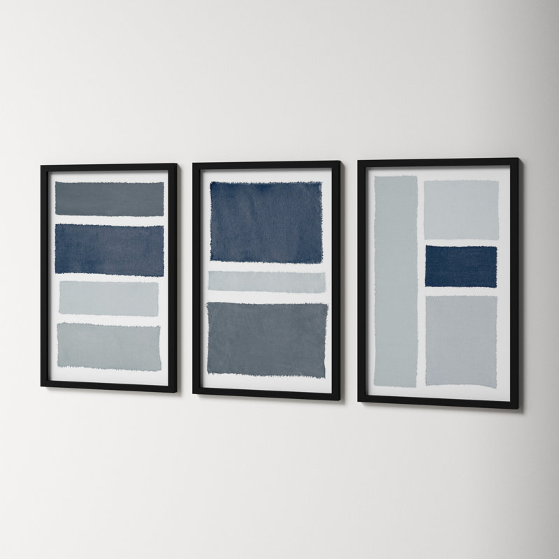 «Painted Weaving Trio», ensemble de 3 impressions murales encadrées par Piper Rhue, H 26 po x l 57 po
